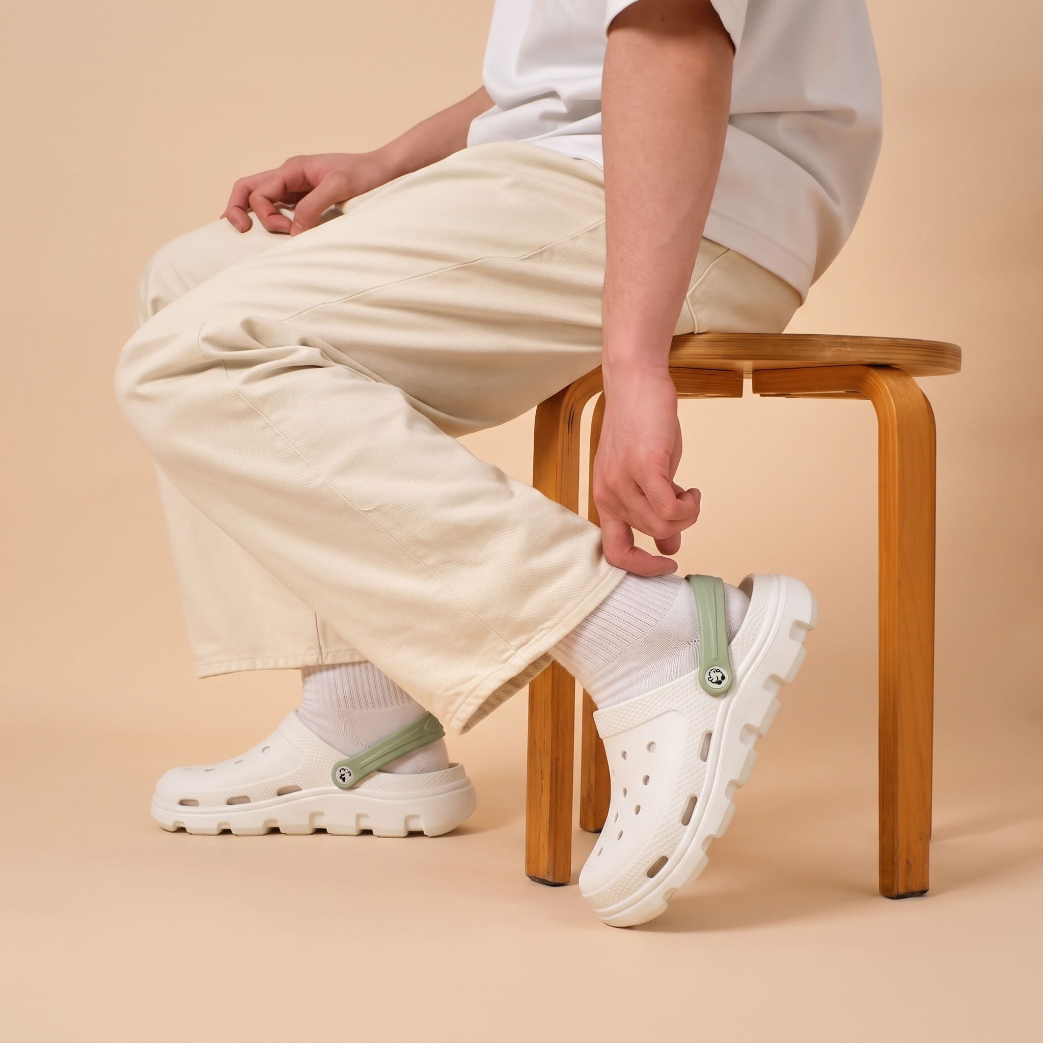 Easybird White Clog + Sage Strap